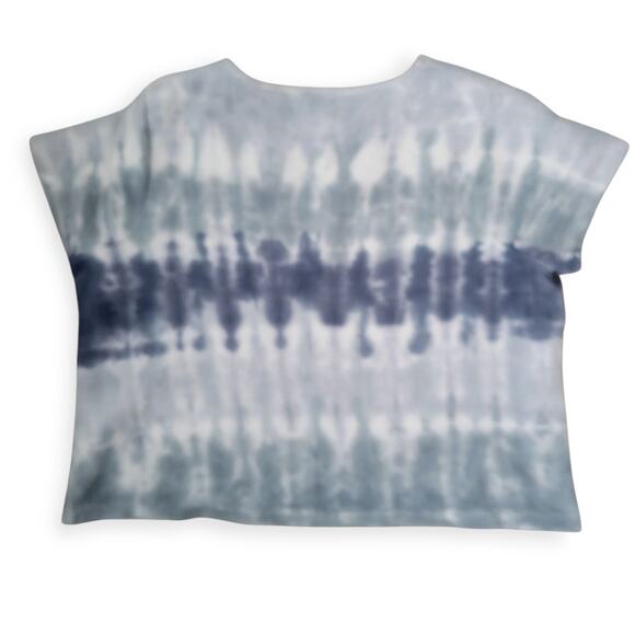 Madewell Ottoman Jacquard V-Neck Setlist Boxy Crop Top Tie-Dye Blue Women Sz XL - Picture 4 of 10